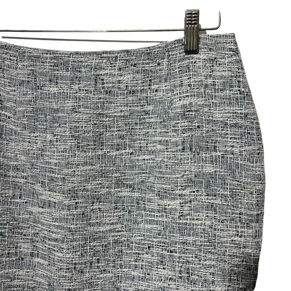 Calvin Klein Pencil Skirt Size 4 Women's Black White Metallic Tweed Fringe New - Picture 6 of 12